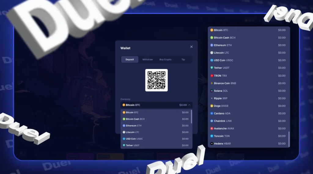 Duel wallet and withdrawal screen
